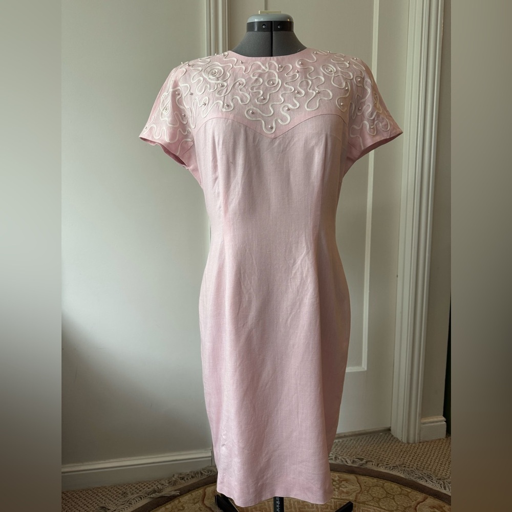 Vintage Talbots Donna Ricco Blush Embroidered Midi Dress